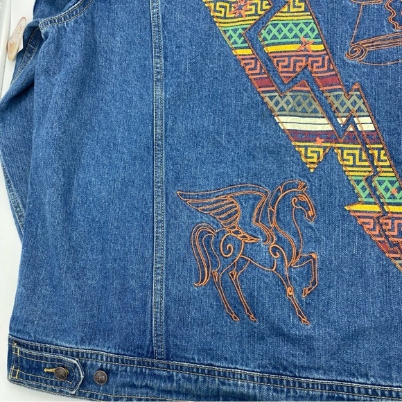 Disney Parks 25th Anniversary Hercules Embroidered Denim Jean Jacket - XL - Picture 11 of 16